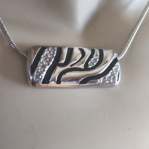 Lia Sophia Necklace with Silver and Black Slide - Picture 2 of 6